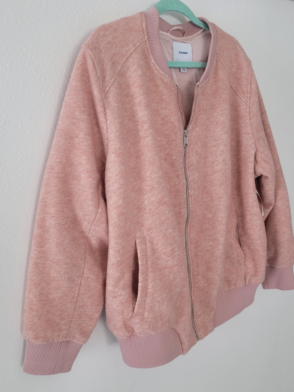 Old Navy Women’s Pink Heather Front Pockets Bomber Jacket size 2X Plus - Picture 5 of 14